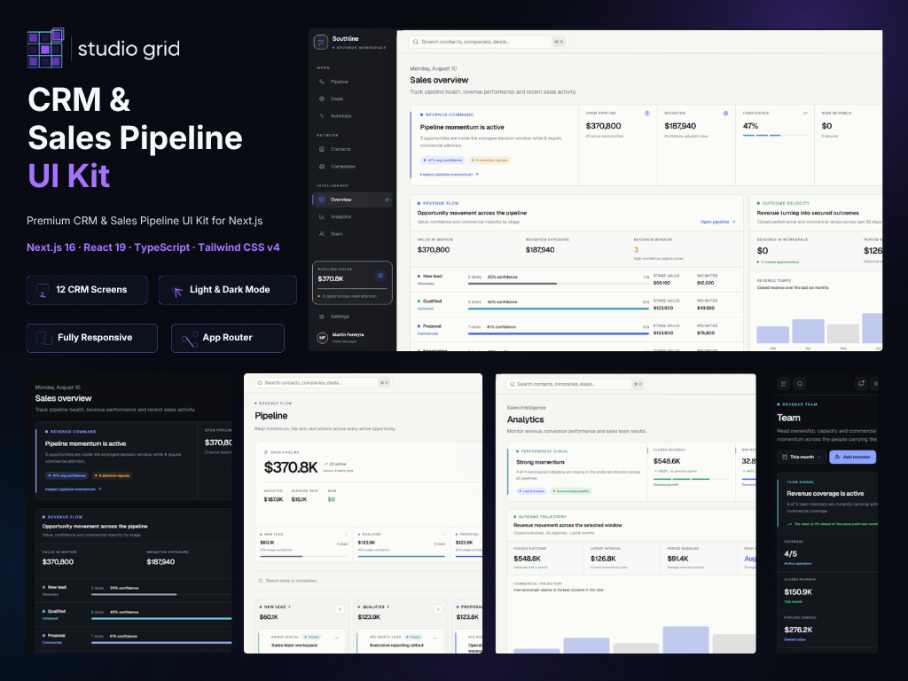 Premium CRM & Sales Pipeline UI Kit product preview